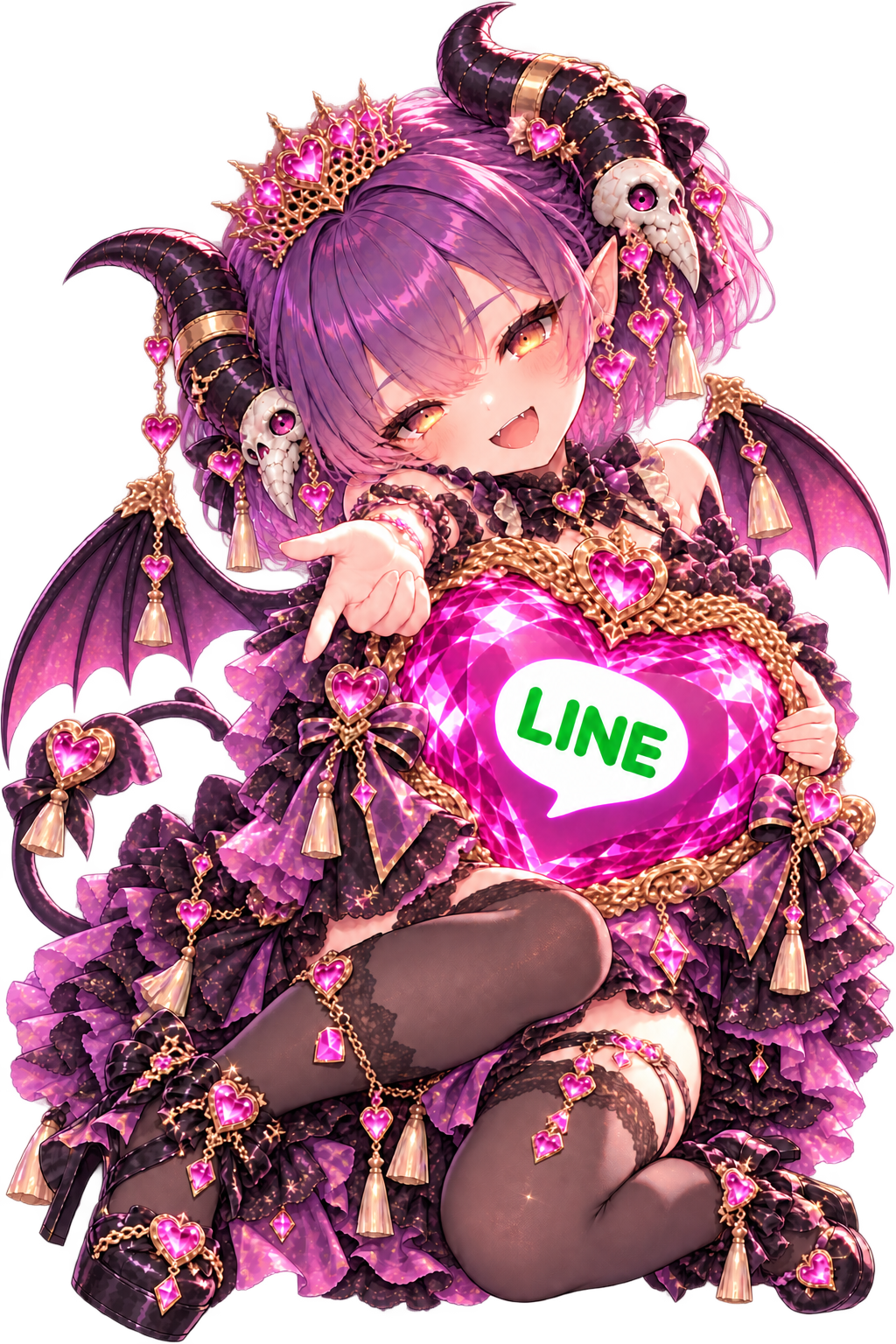 LINEの宝石を抱えるマモン